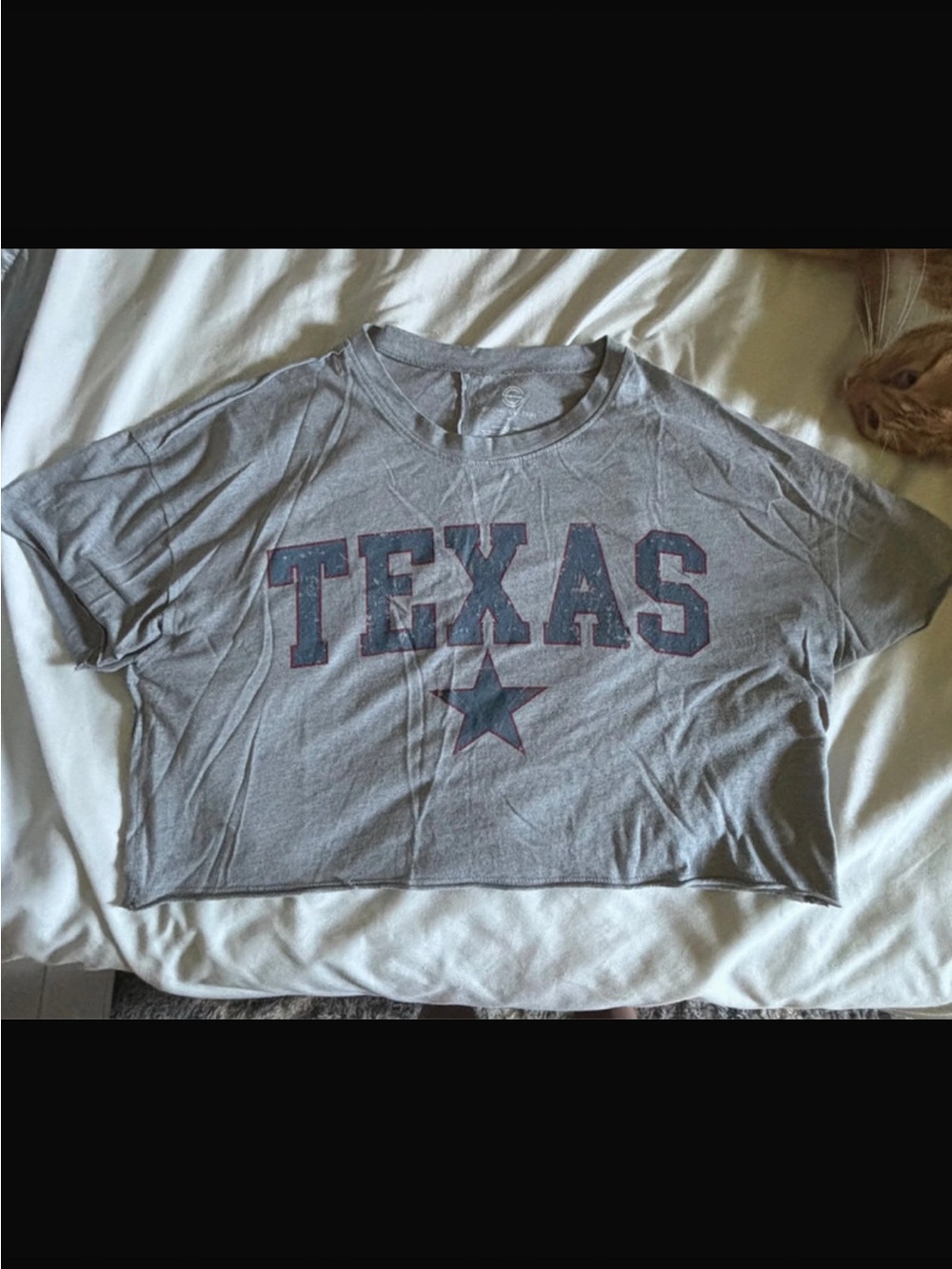 Gray 'Texas' Crop Top with Star Graphic